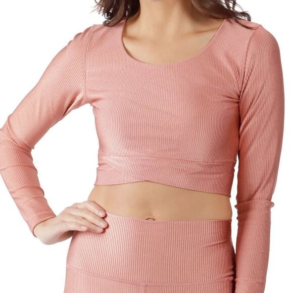 90 Degree by Reflex: Rib Twist Cropped Long Sleeve Workout Top - size XS - Picture 2 of 12